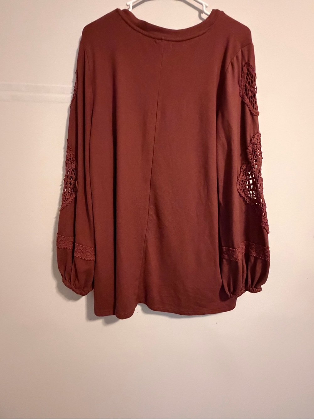 Maurices V-Neck Crochet Sleeve Pullover - Rust Brown - Picture 4 of 4